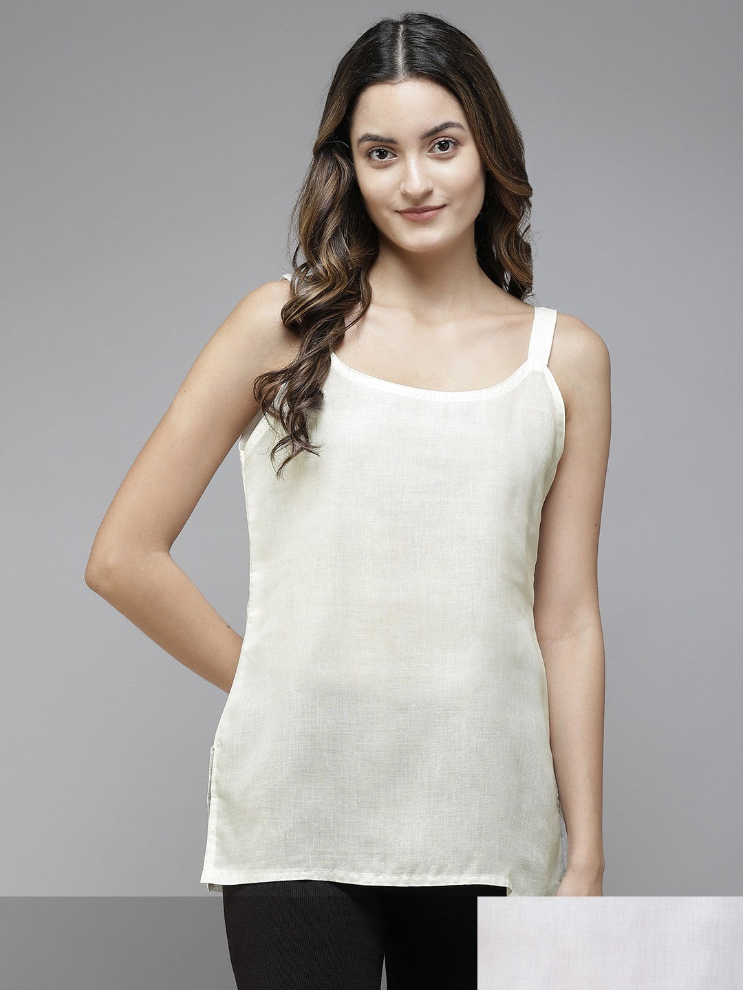 Ada White & Cream Cotton Short Slips Combo of 2 A111177.