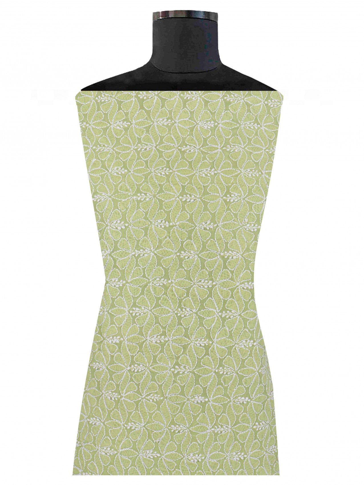 Ada Hand Embroidered Sheen Green Cotton Lucknowi Chikankari Unstitched Suit Piece 01A197623
