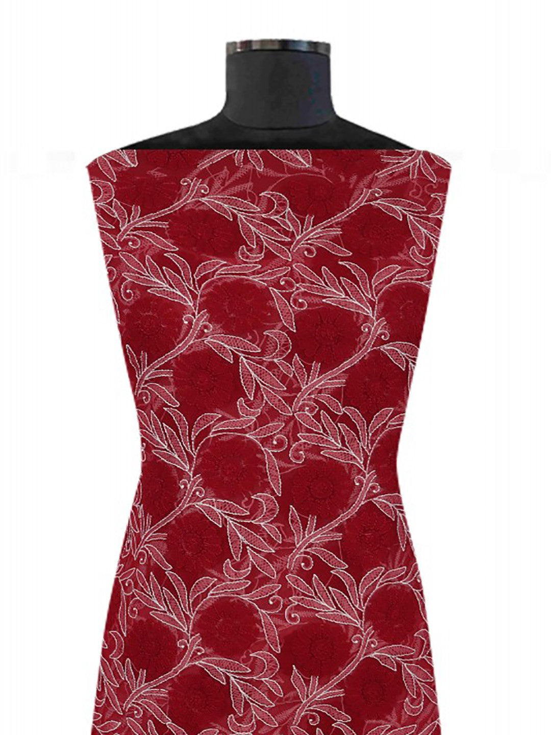 Ada Hand Embroidered Maroon Georgette Lucknowi Chikankari Unstitched Kurta Piece A212662
