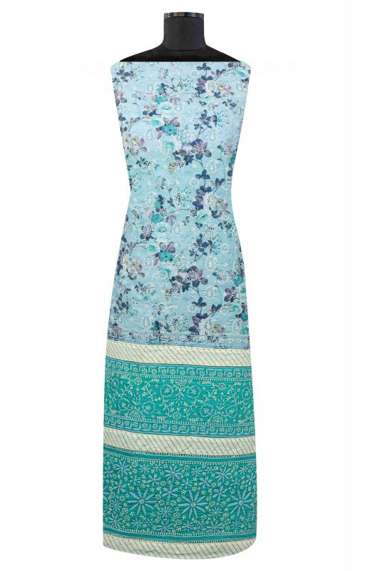 Ada Hand Embroidered Sea Green Cotton Lucknowi Chikan Unstitched Suit Piece A478843
