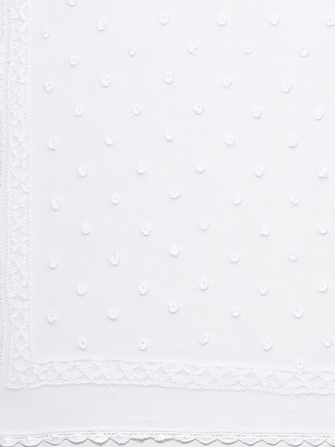 Ada Hand Embroidered White Chiffon Lucknowi Chikankari Dupatta A511120