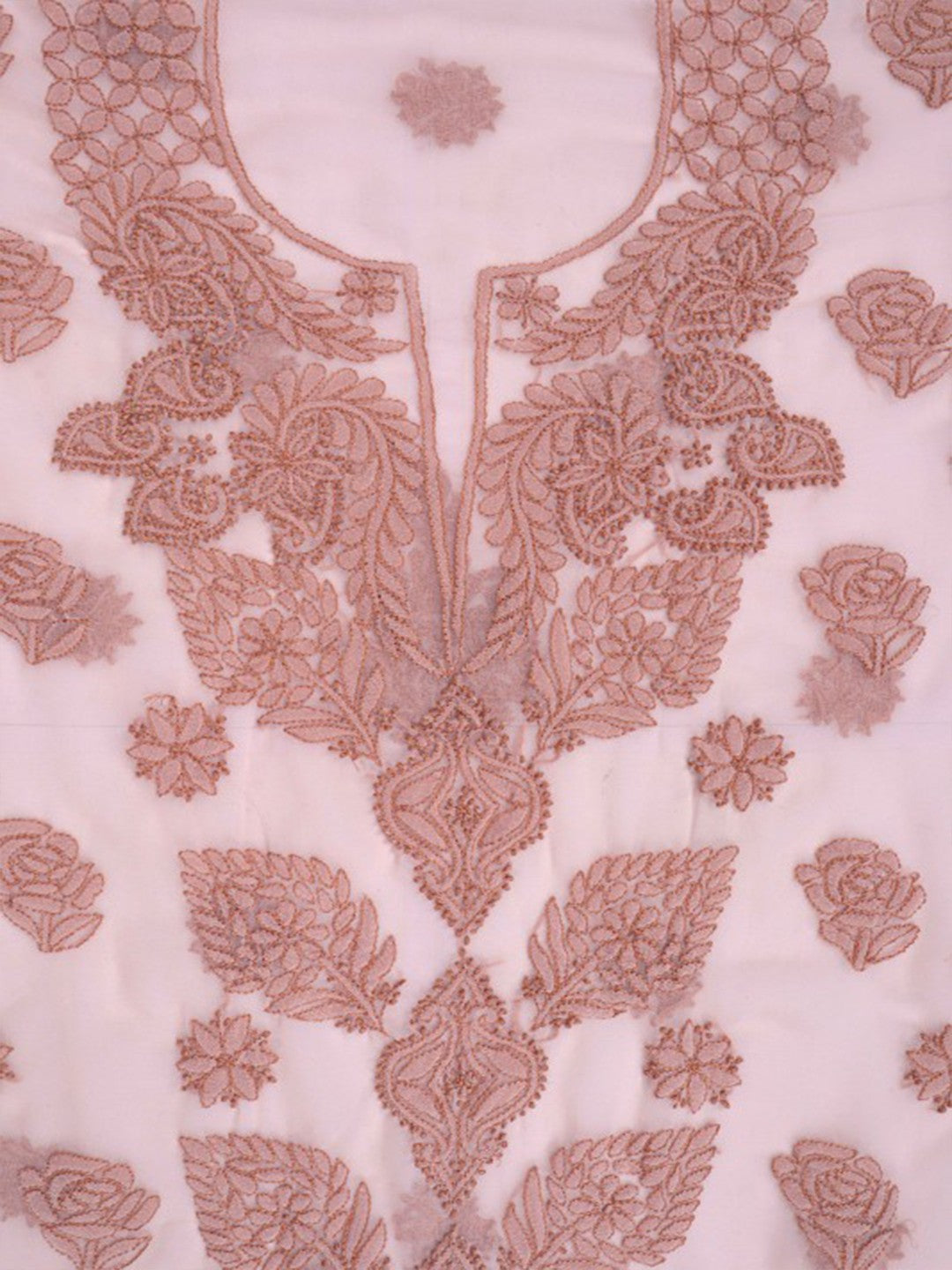 Ada Hand Embroidered Fawn Georgette Lucknowi Chikan Unstitched Suit Piece A211224