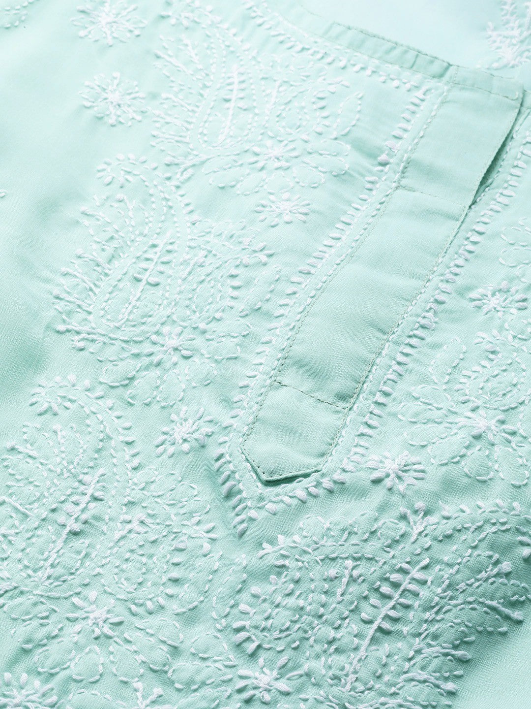 Ada Hand Embroidered Light Pistachio Green Cotton Lucknowi Chikankari Straight Kurta A411138