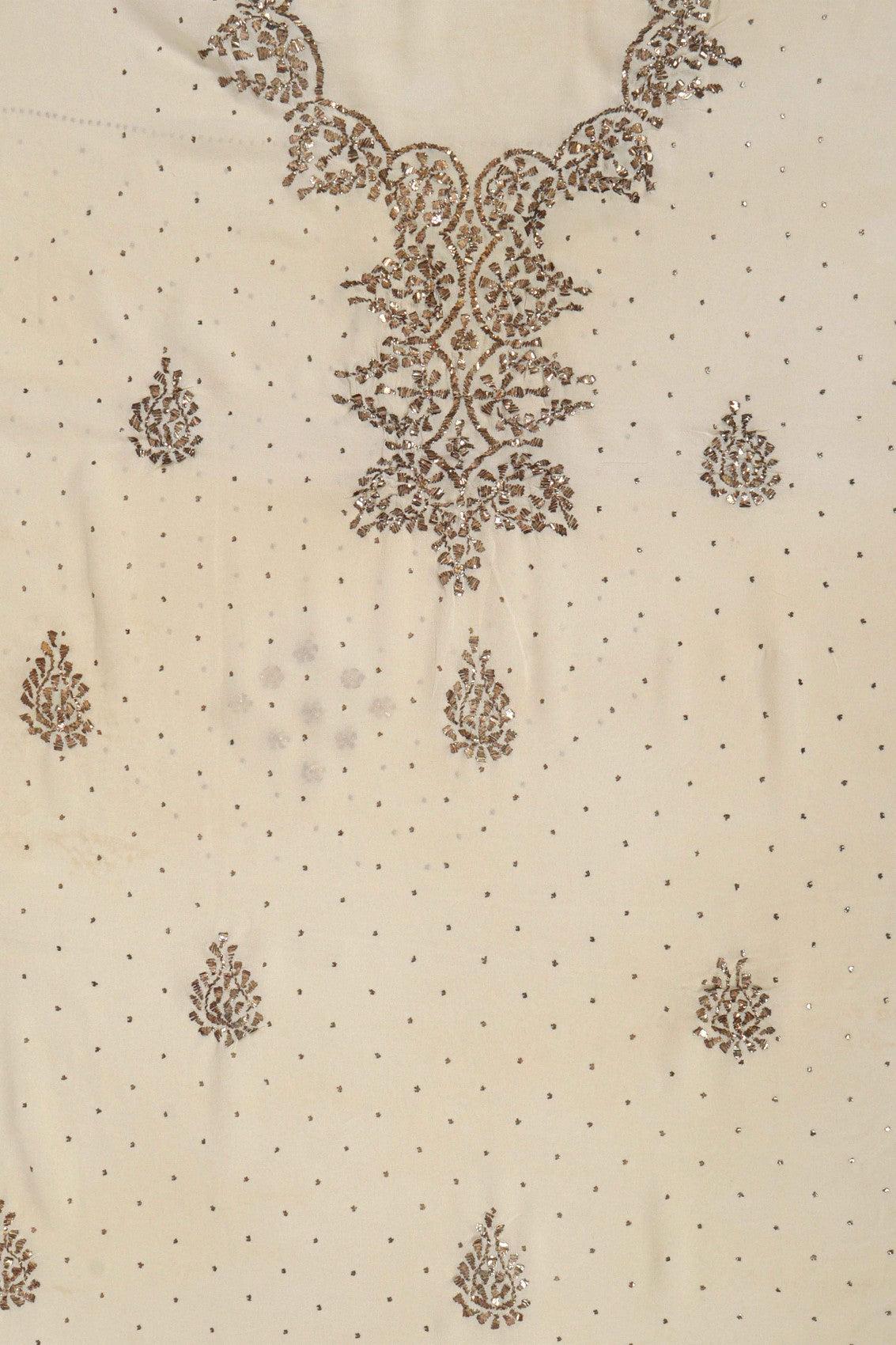 Ada Hand Embroidered Off White Georgette Lucknowi Chikankari Unstitched Kurta Piece With Muqaish Work A514890
