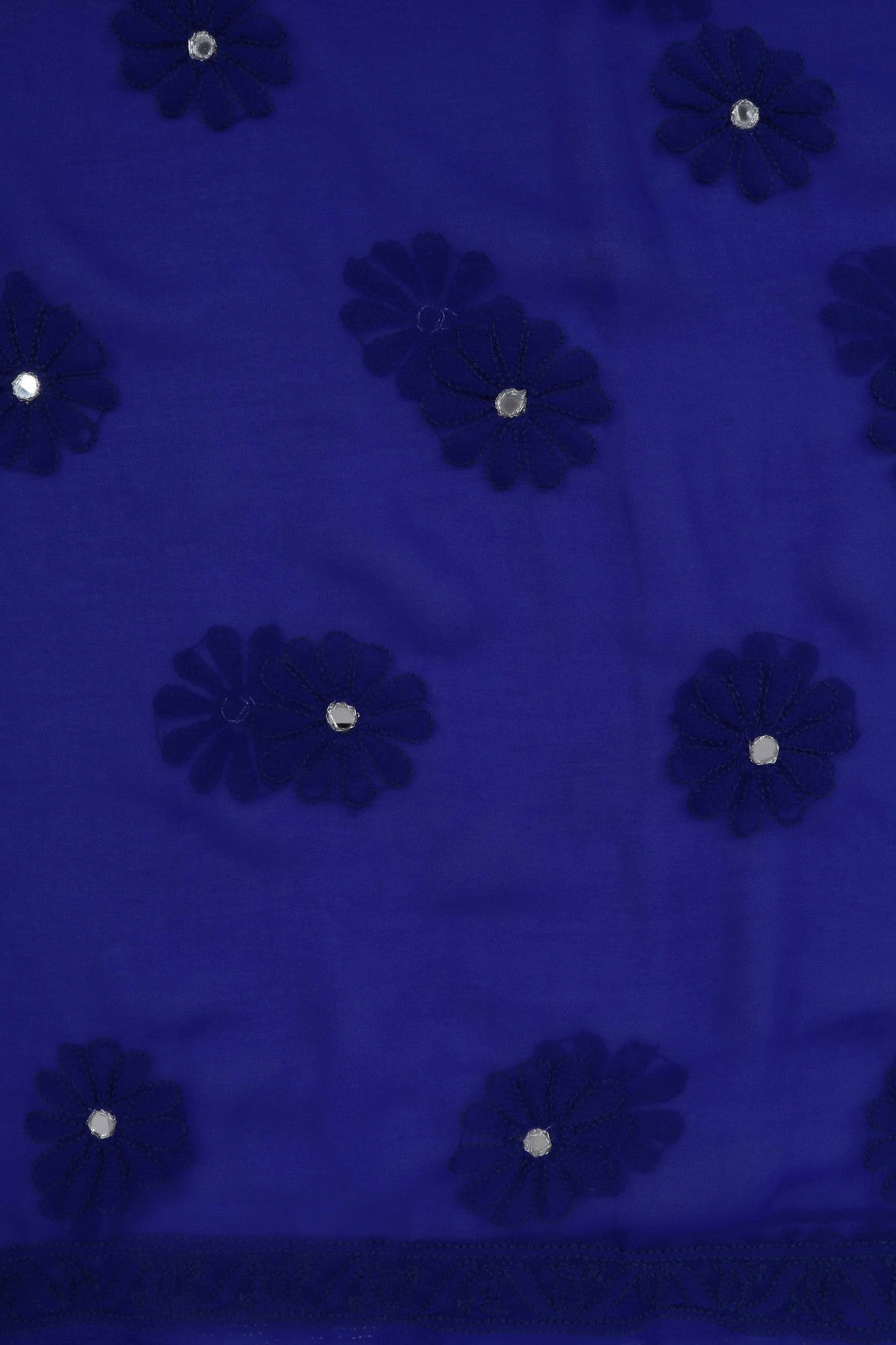 Ada Hand Embroidered Royal Blue Georgette Lucknowi Chikan Unstitched Kurta Piece With Mirror Work A105849