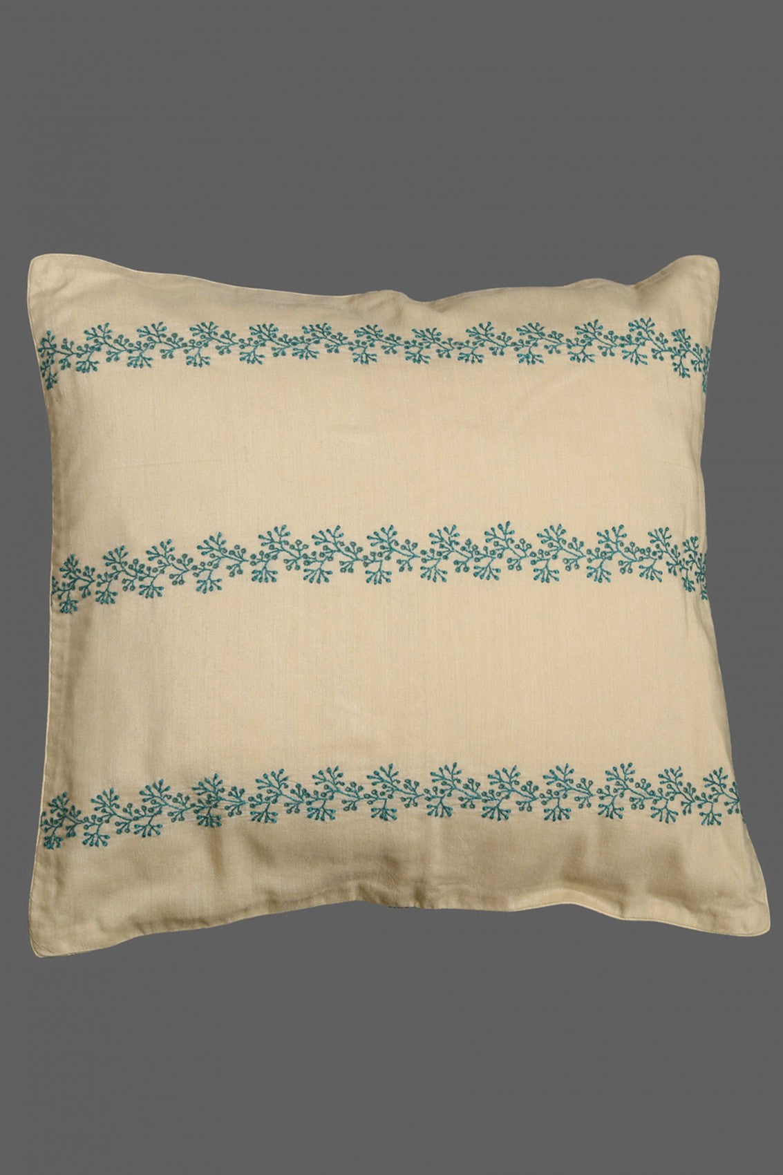 Ada Hand Embroidered Fawn Silk Lucknowi Chikankari Cushion Cover 01A108233