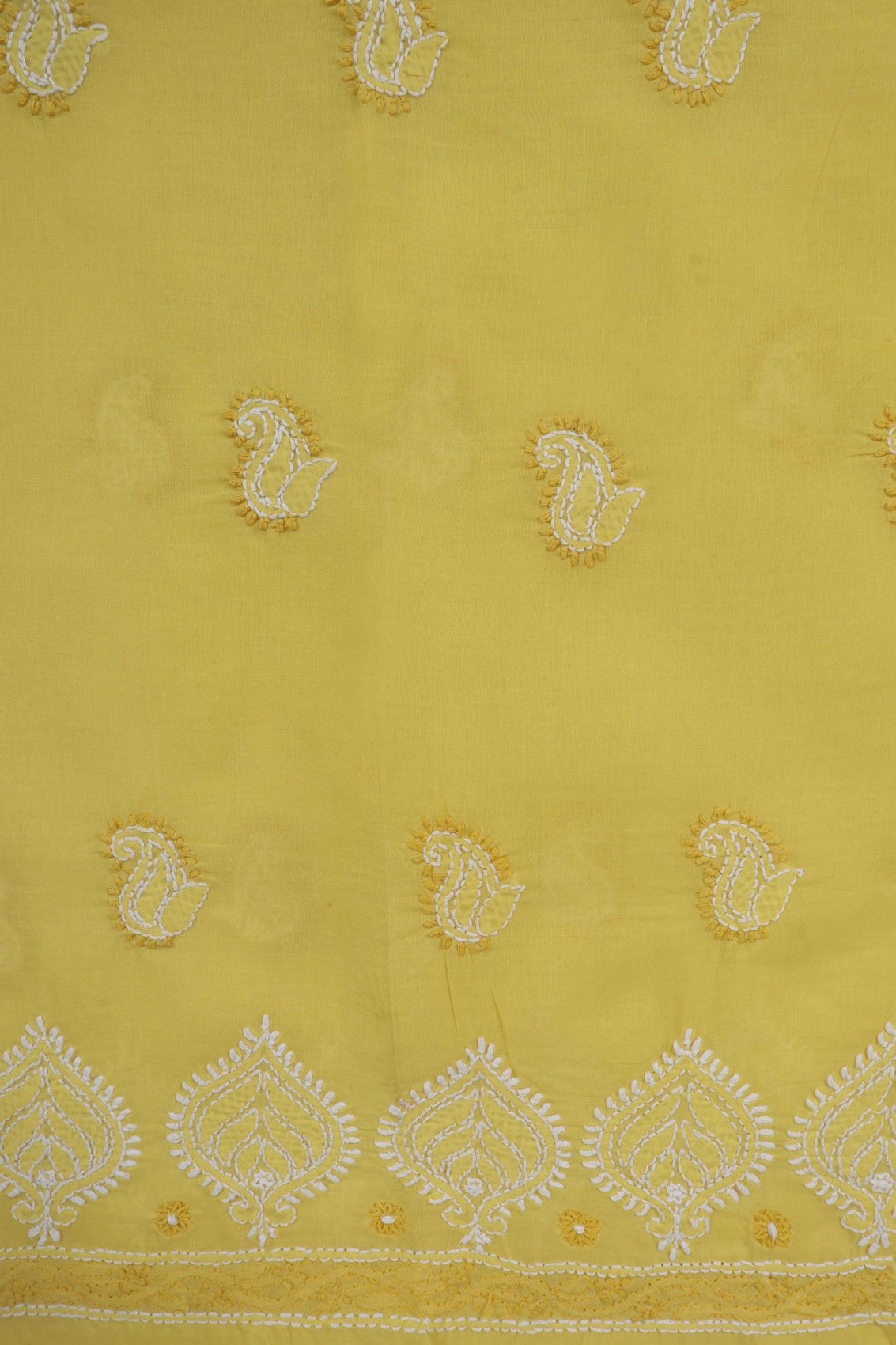Ada Hand Embroidered Yellow Cotton Lucknowi Chikankari Unstitched Suit Piece 01A176458