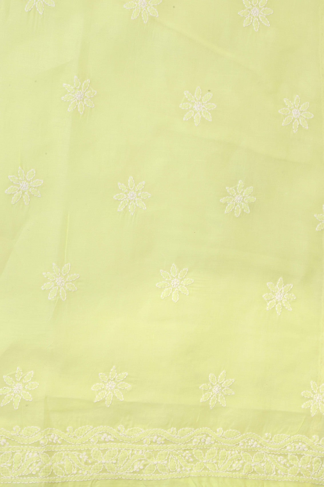 Ada Hand Embroidered Lemon Cotton Lucknowi Chikankari Unstitched Suit Piece A211209