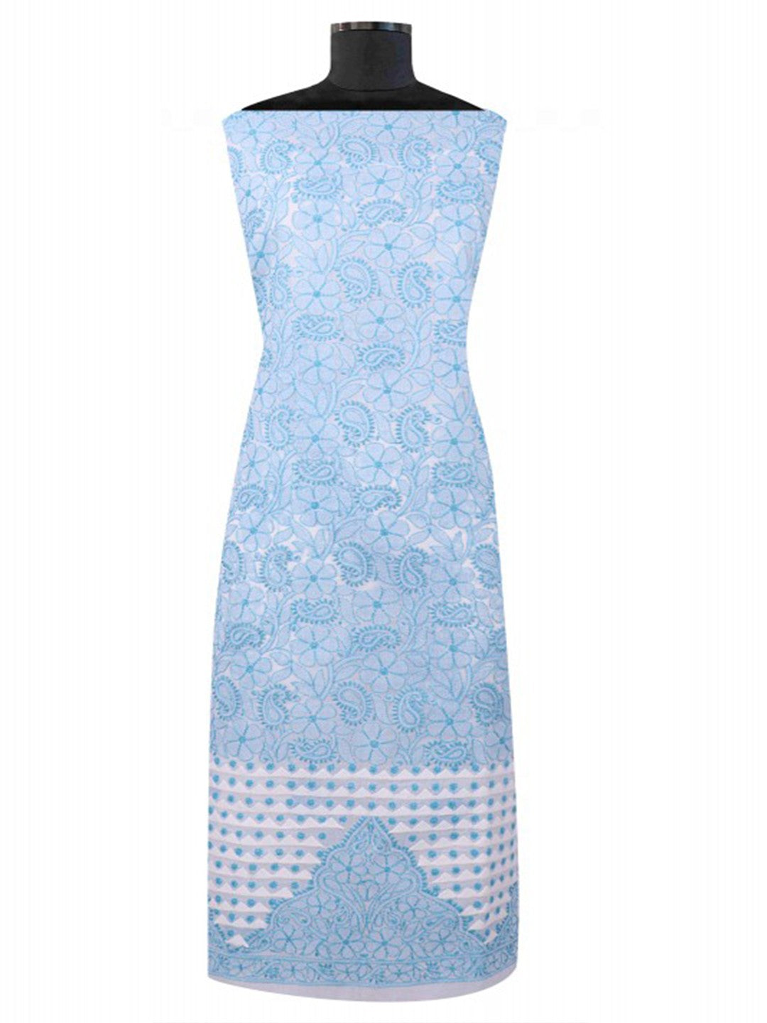 Ada Hand Embroidered White Cotton Lucknowi Chikankari Unstitched Suit Piece 01A106218