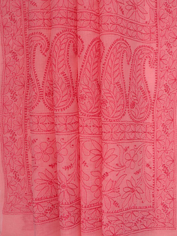 Ada Hand Embroidered Pink Cotton Lucknowi Chikankari Saree with Blouse A590179