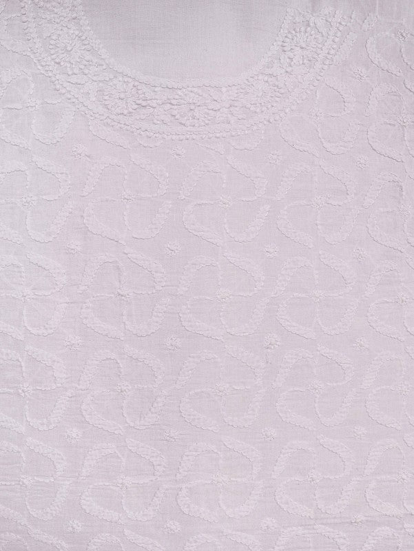 Ada Hand Embroidered White Cotton Lucknowi Chikankari Unstitched Men's Kurta Piece A617088