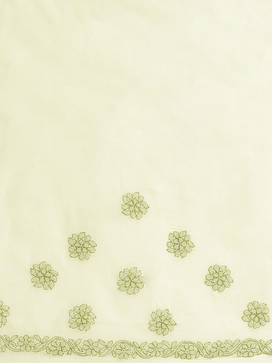 Ada Hand Embroidered Lemon Cotton Lucknow Chikan Saree With Blouse-A311179