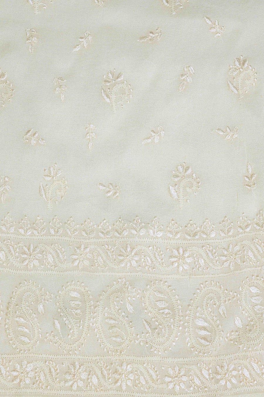 Ada Hand Embroidered Cream Net Semi-stitched Anarkali Kurta Dupatta-A628790