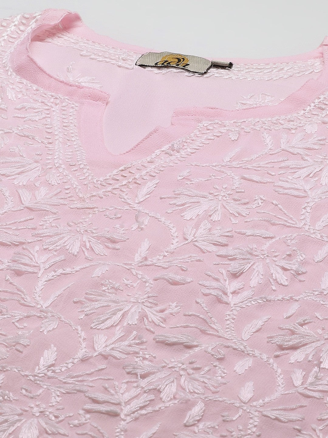 Ada Hand Embroidered Pink Georgette Lucknowi Chikankari Kurta Set with Slip A811217