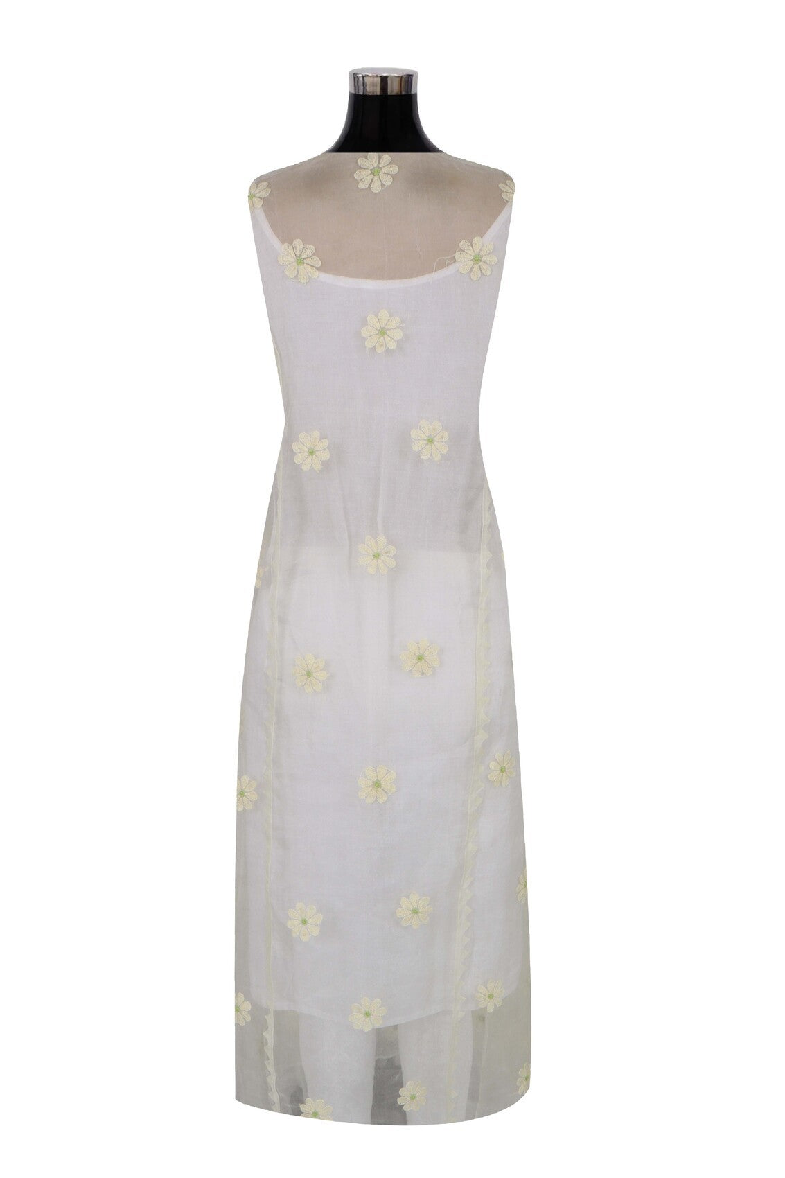 Ada Hand Embroidered Light Yellow Organza Lucknowi Chikankari Semi-stitched Kurta Dupatta Set A588002