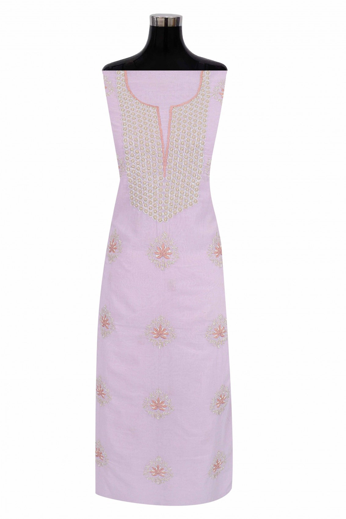 Ada Hand Embroidered Lilac Cotton Lucknowi Chikankari Unstitched Suit Piece With Cutdana Work 01A196770