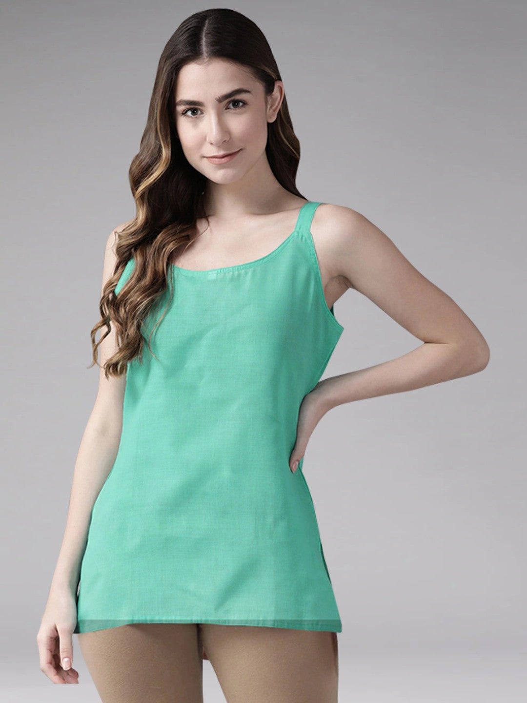 Ada Black and Sea Green Cotton Short Slips Combo of 2  A313336.