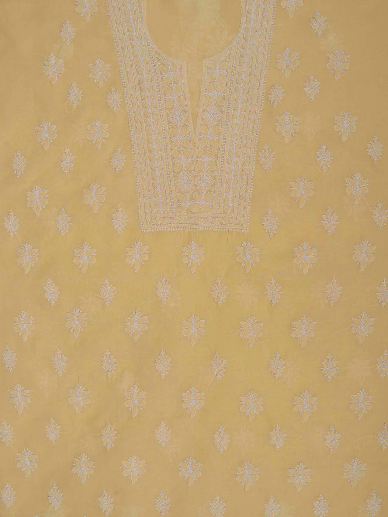 Ada Hand Embroidered Dark Fawn Cotton Lucknowi Chikankari Unstitched Suit Piece 01A193610