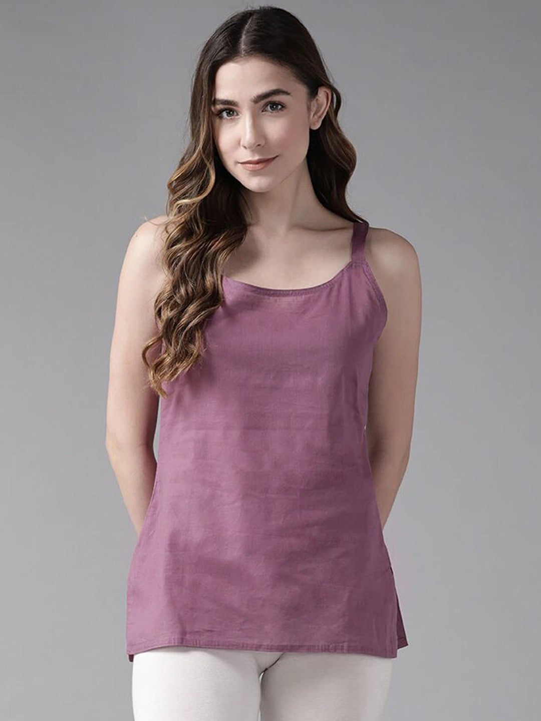 Ada Purple and Black Cotton Short Slips Combo of 2  A313119.