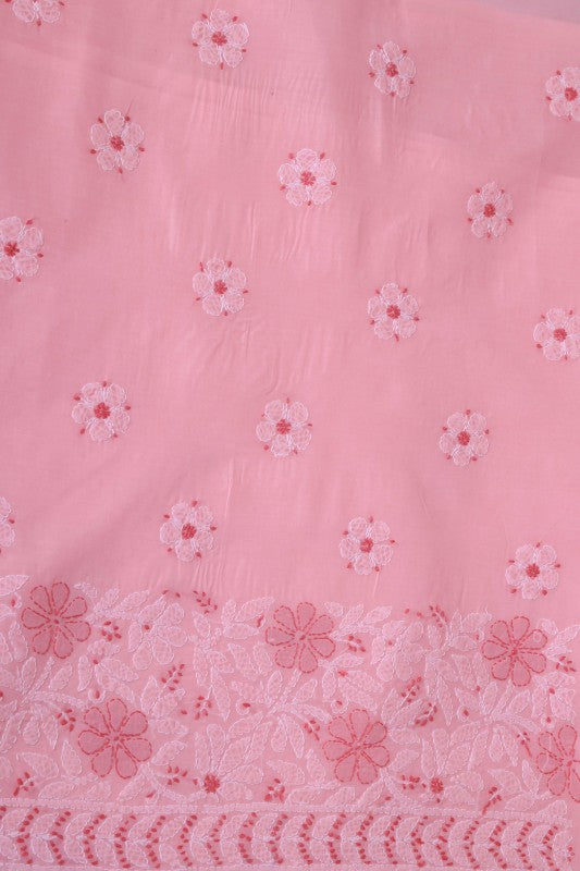 Ada Hand Embroidered Light Pink Cotton Lucknowi Chikan Unstitched Suit Piece-A100301