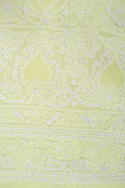 Ada Hand Embroidered Lemon Cotton Lucknowi Chikankari Unstitched Suit Piece 01A166714