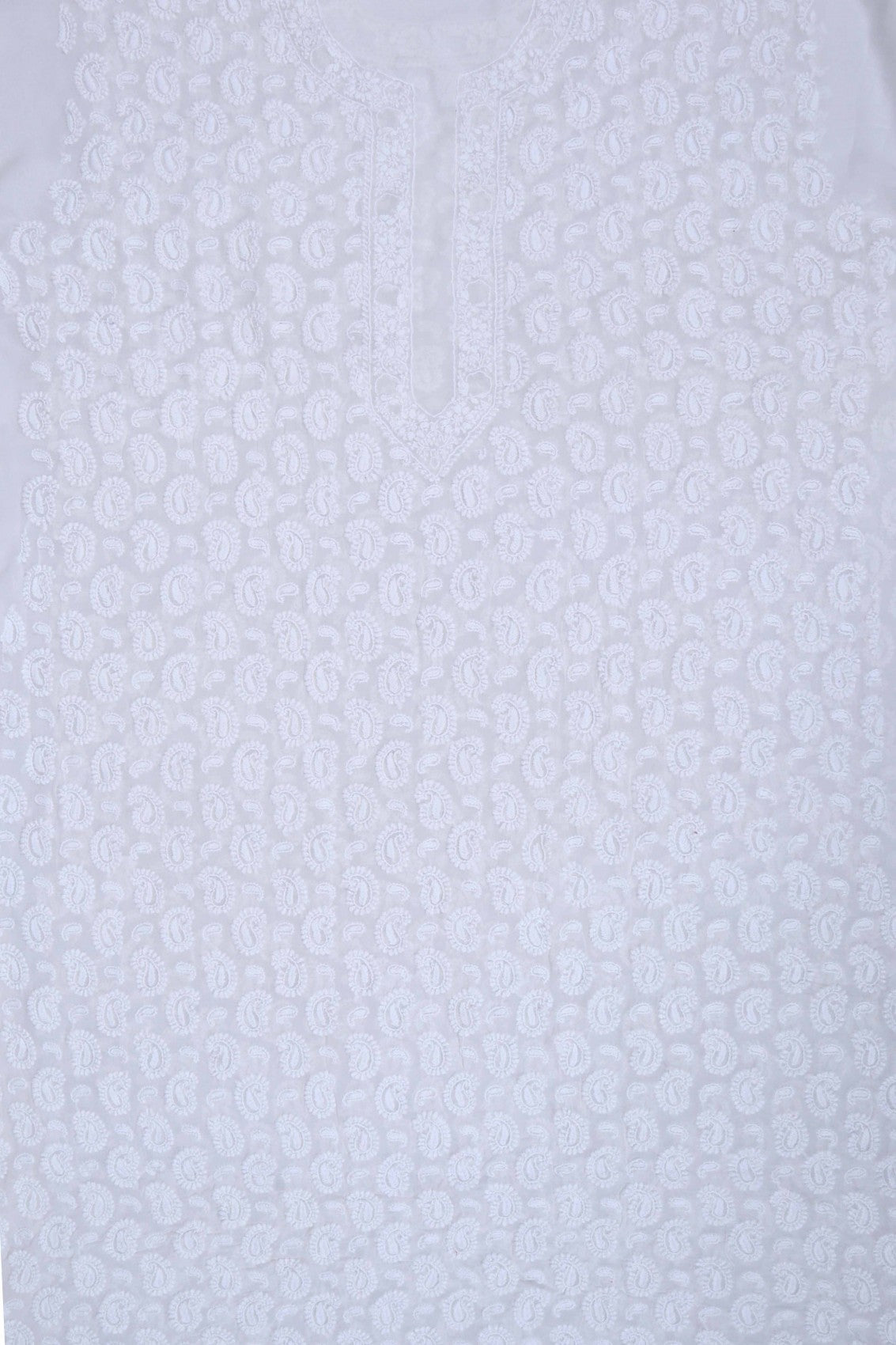 Ada Hand Embroidered White Pure Georgette Lucknowi Chikankari Unstitched Men's Kurta Piece 01A222187