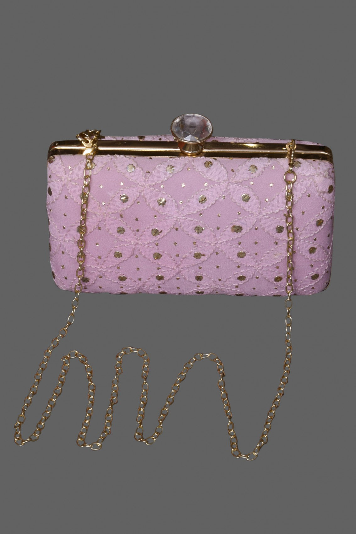 Ada Hand Embroidered Mauve Pure Georgette Lucknowi Chikankari Clutch With Muqaish Work A548968