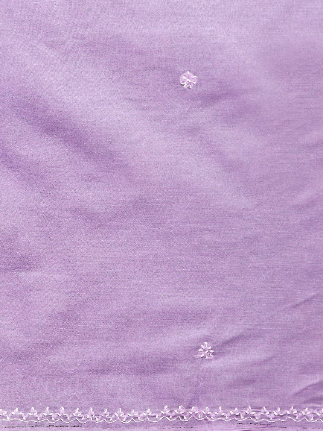Ada Hand Embroidered Mauve Cotton Lucknow Chikan Saree with Blouse - A346162