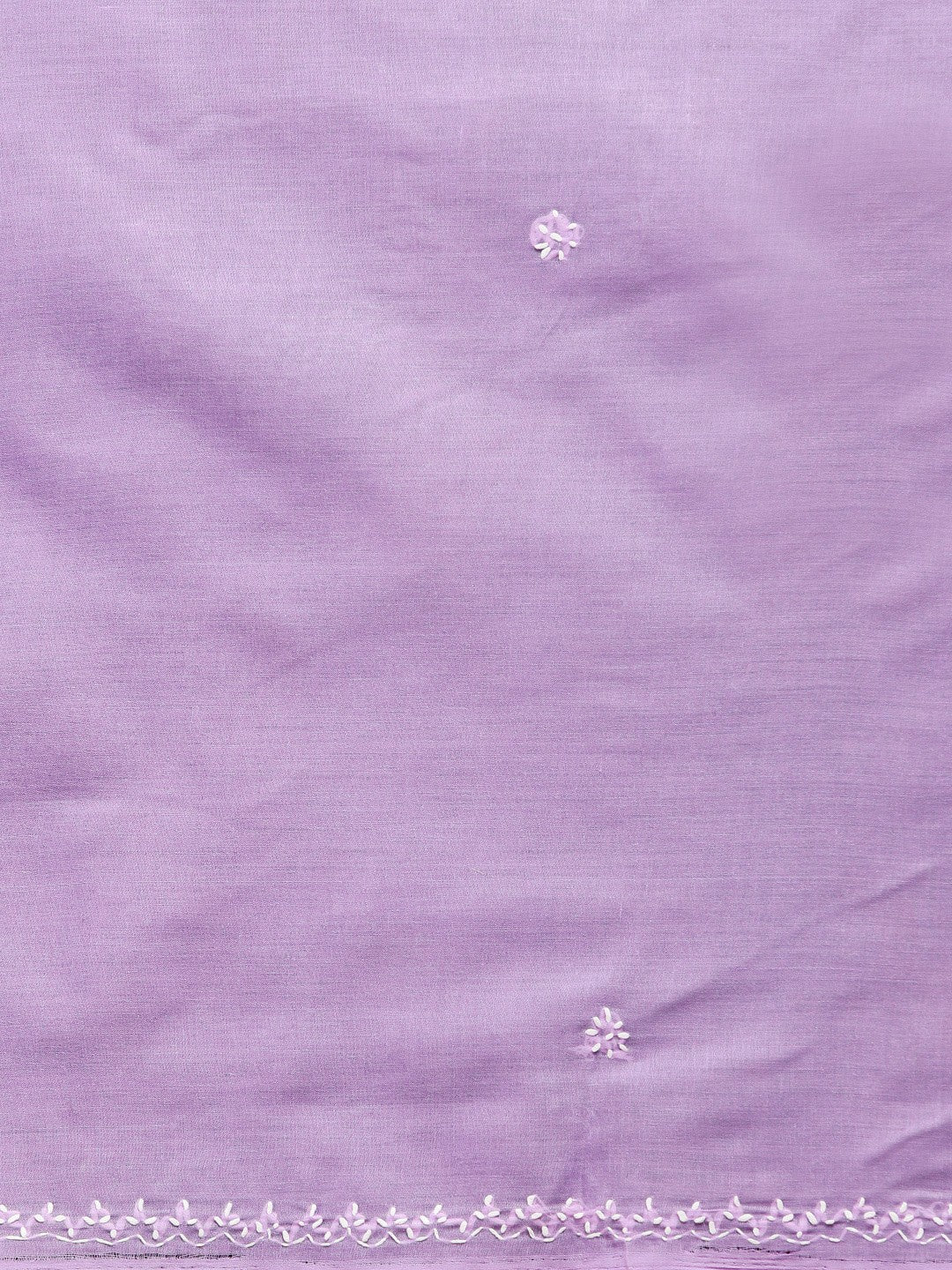 Ada Hand Embroidered Mauve Cotton Lucknow Chikan Saree with Blouse - A346162