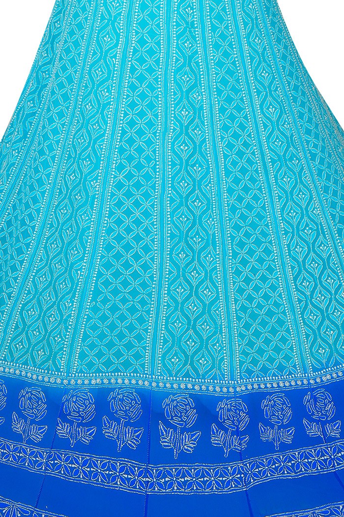 Ada Hand Embroidered Blue Shaded Pure Georgette Lucknowi Chikankari Lehenga Set A613180
