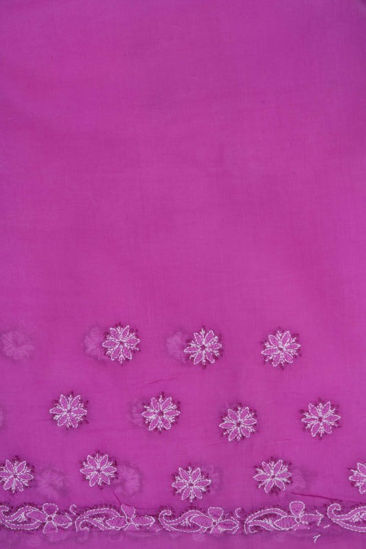 Ada Hand Embroidered Mauve Cotton Lucknowi Chikankari Saree With Blouse A613146