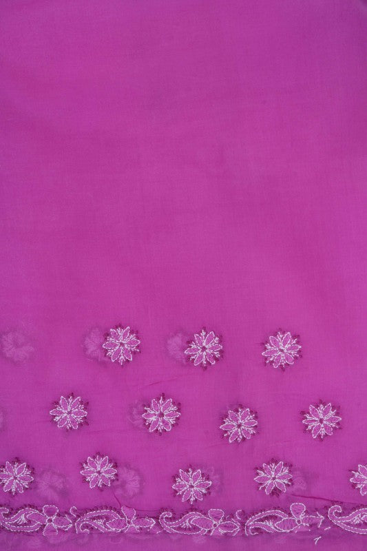 Ada Hand Embroidered Mauve Cotton Lucknowi Chikankari Saree With Blouse A613146