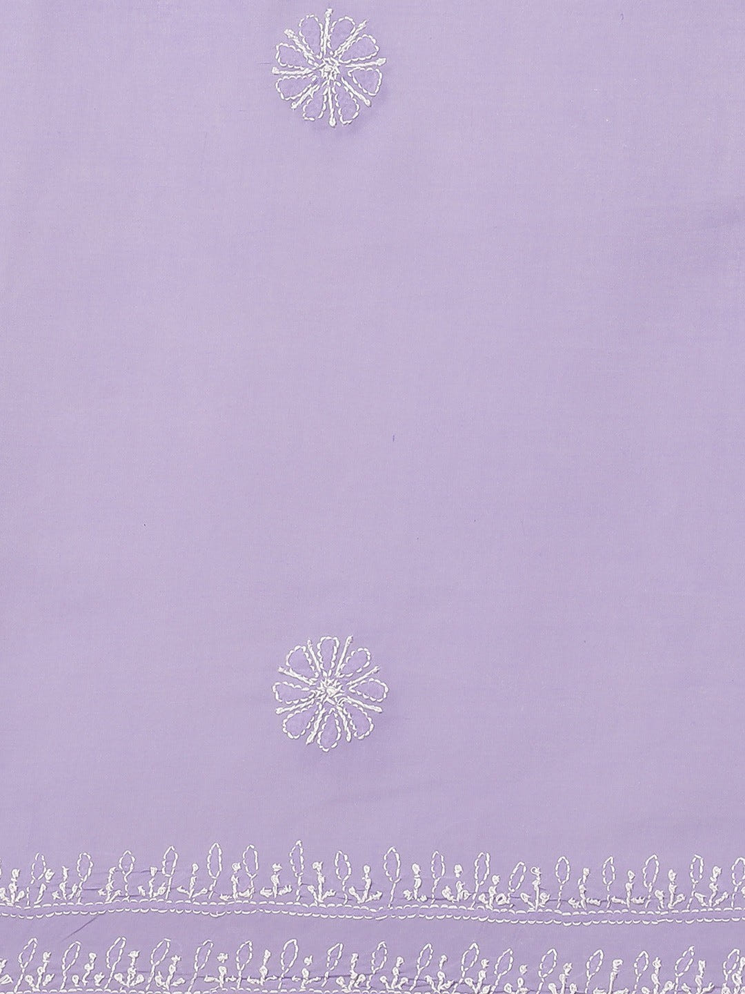 Ada Hand Embroidered Lavender Cotton Lucknow Chikan Saree With Blouse-A311249