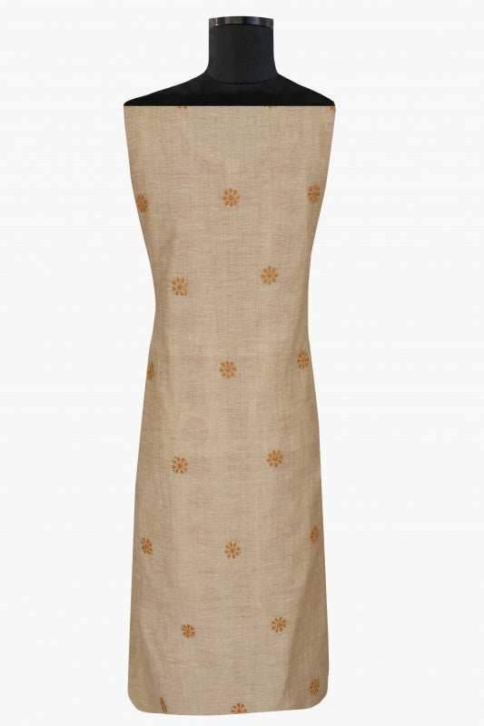 Ada Hand Embroidered Fawn Khadi Lucknowi Chikan Unstitched Suit Piece With Muqaish Work–A609251