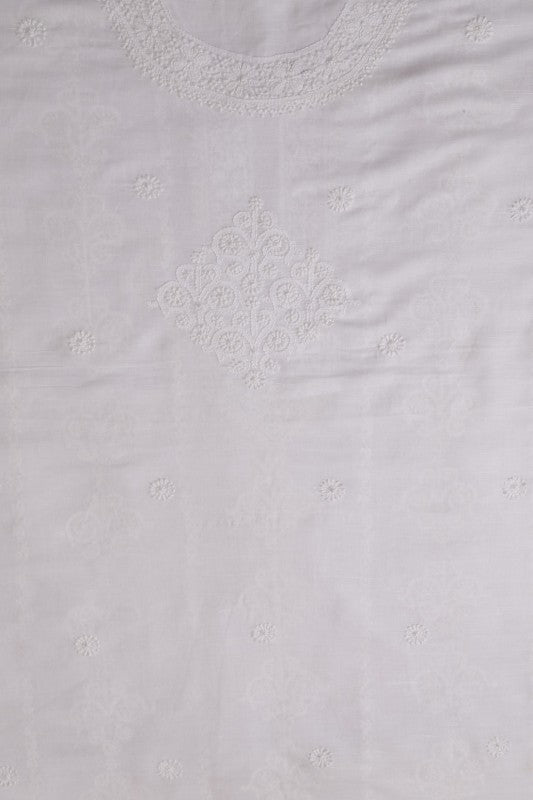 Ada Hand Embroidered White Cotton Lucknowi Chikankari Men's Kurta Piece A617080