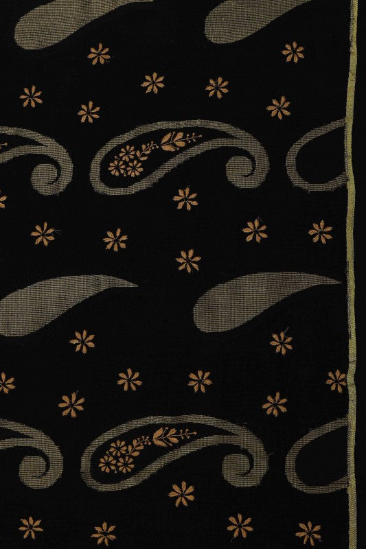 Ada Hand Embroidered Cream/Black Chanderi Lucknow Chikan Saree With Blouse- A51690