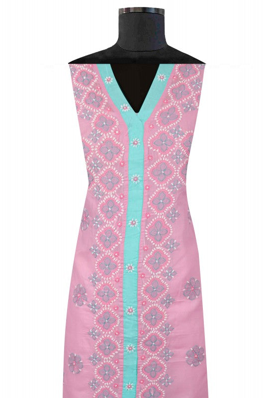 Ada Hand Embroidered Pink Cotton Lucknowi Chikan Unstitched Suit Piece A609773