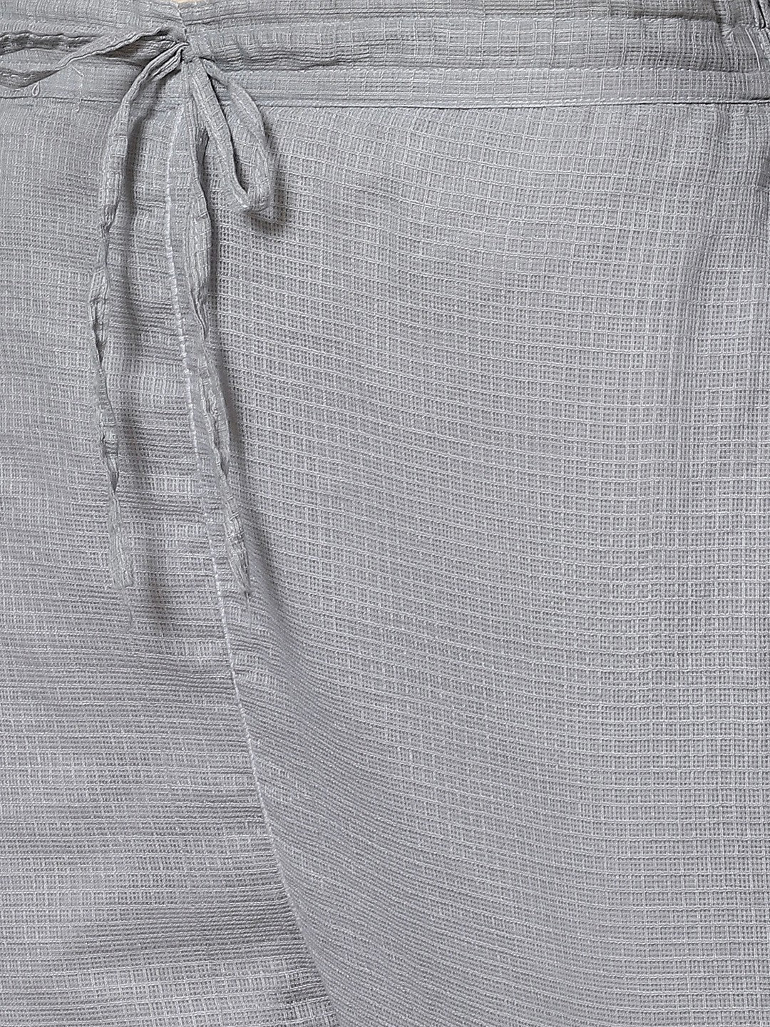 Ada Hand Embroidered Grey Kota Lucknowi Chikankari Kurta with Trouser Set A100551