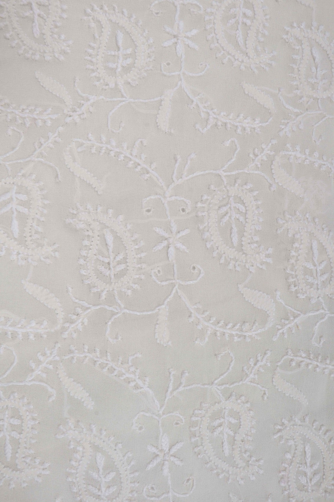 Ada Hand Embroidered White Pure Georgette Lucknowi Chikankari Unstitched Kurta Piece A625467