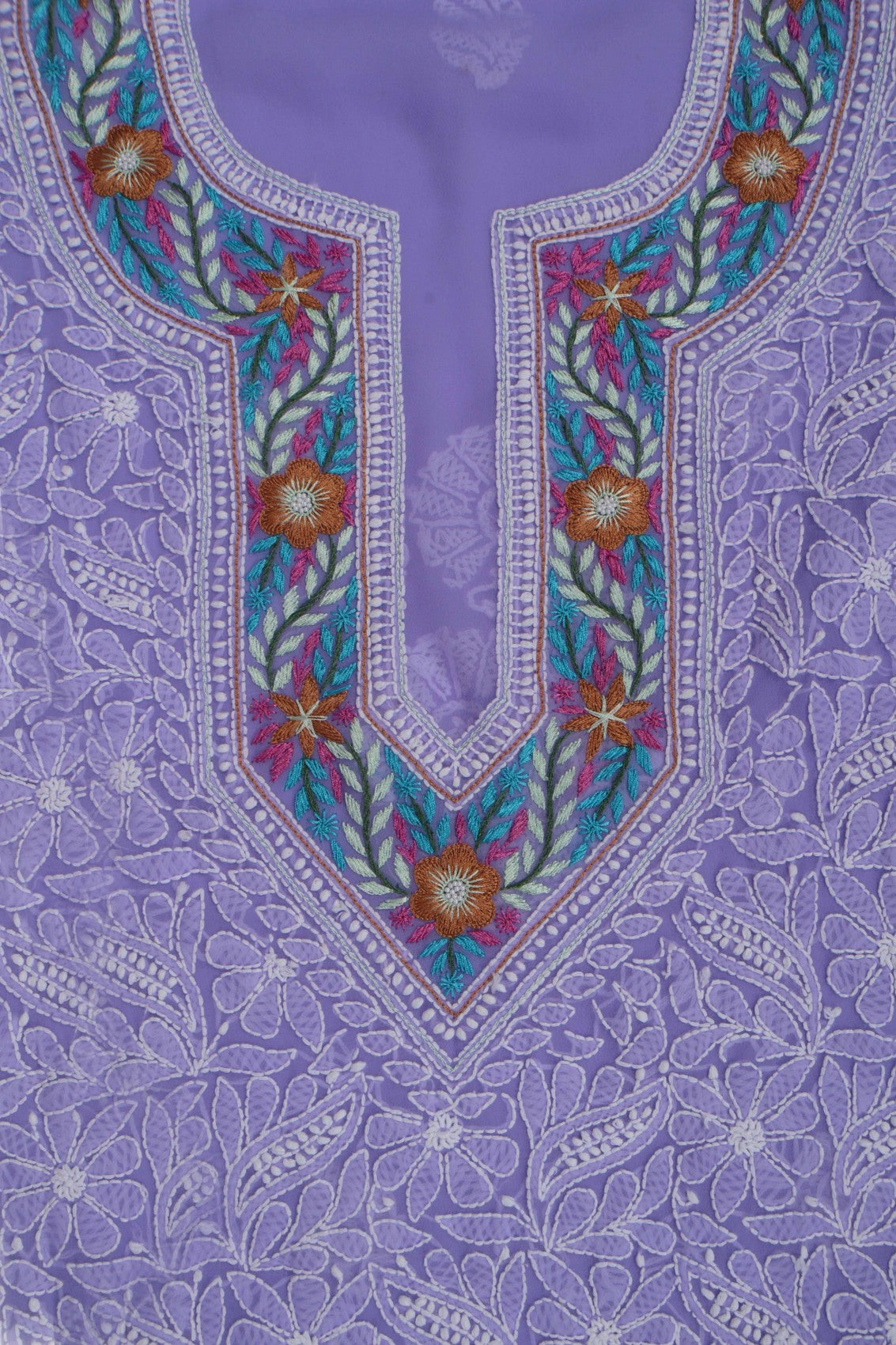 Ada Hand Embroidered Mauve Georgette Lucknowi Chikankari Unstitched Suit Piece With Parsi Work 01A250597
