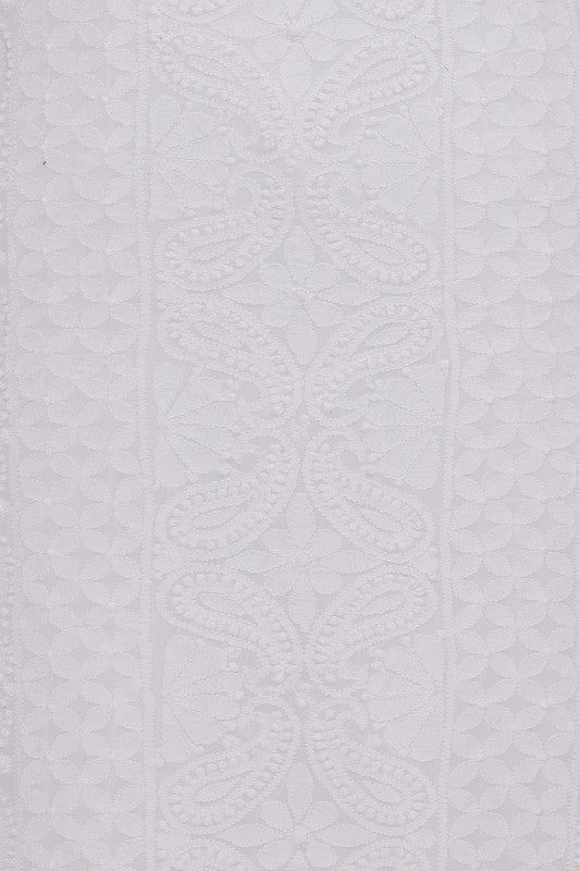 Ada Hand Embroidered White Georgette Lucknowi Chikan Unstitched Kurta Piece A580797