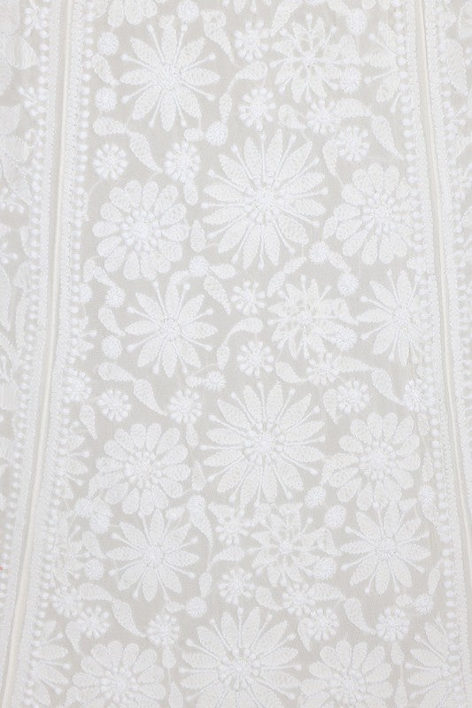 Ada Hand Embroidered White Pure Georgette Lucknowi Chikankari Lehenga Set– A623666