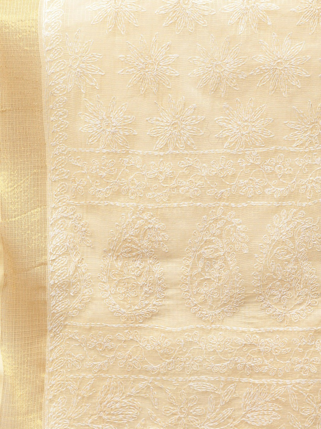 Ada Hand Embroidered Fawn Kota Lucknowi Chikankari Dupatta  A511167