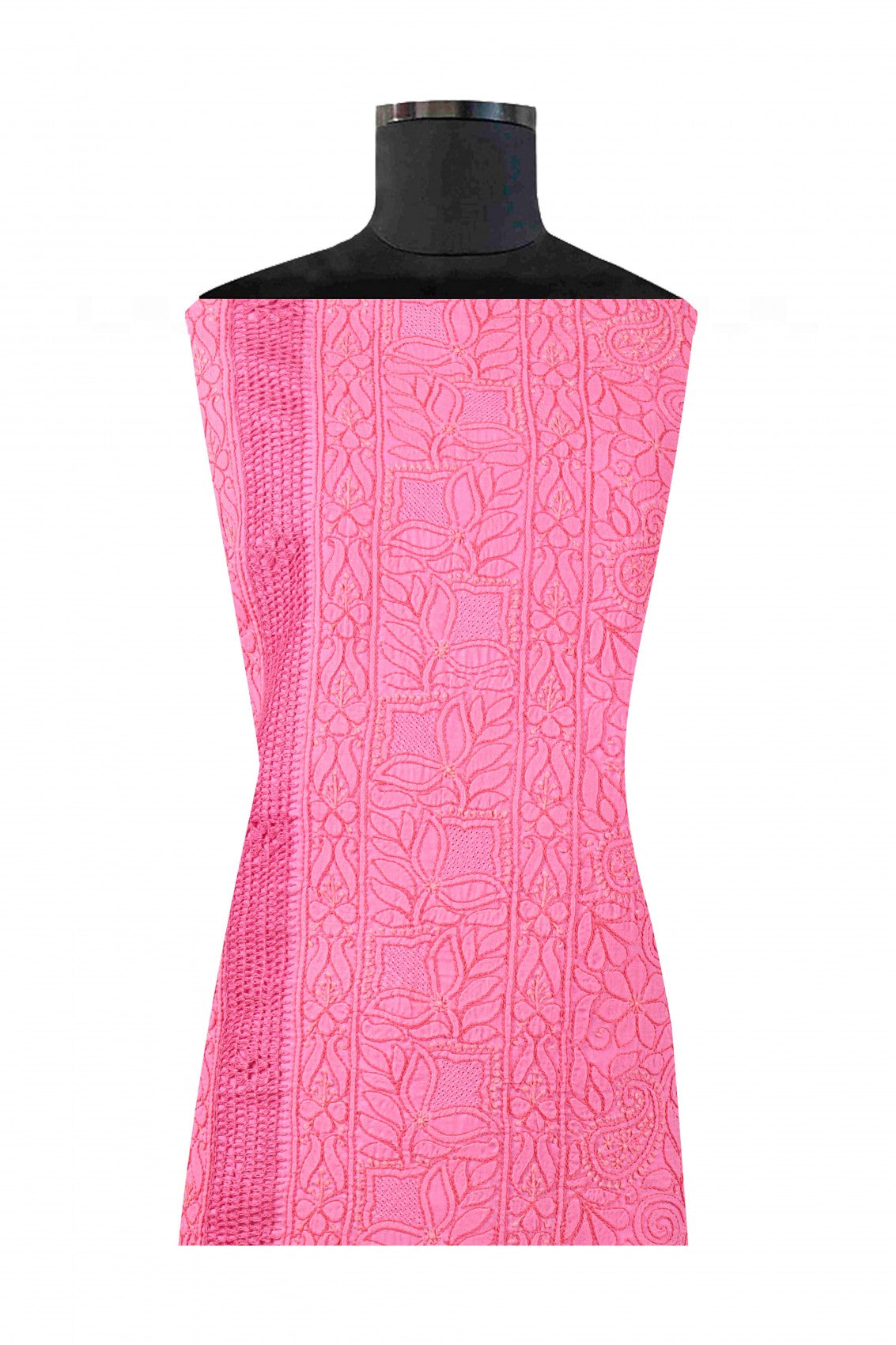 Ada Hand Embroidered Onion Pink Cotton Lucknowi Chikankari Unstitched Suit Piece A473709
