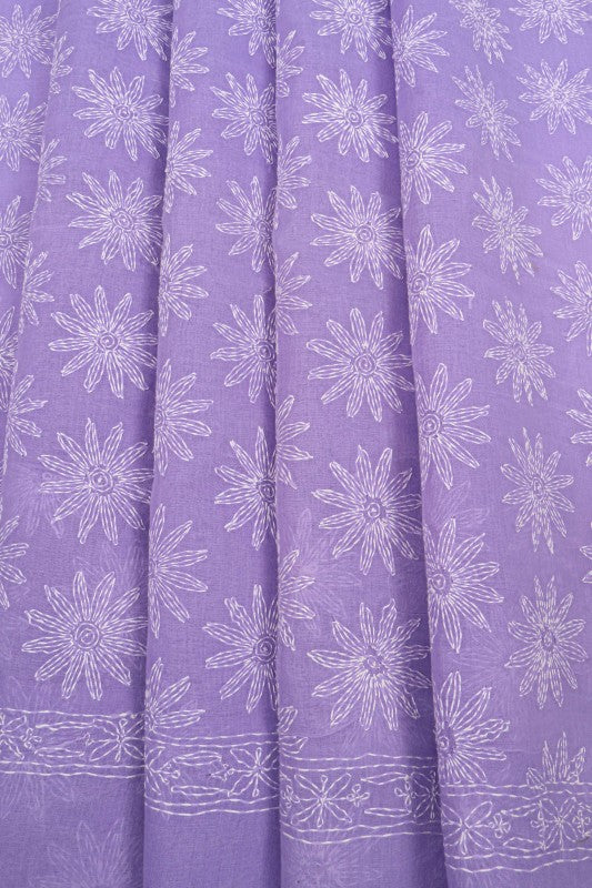 Ada Hand Embroidered Mauve Cotton Lucknowi Chikankari Saree With Blouse A613141