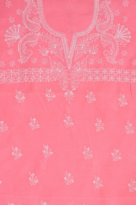 Ada Hand Embroidered Pink Cotton Lucknowi Chikan Unstitched Suit Piece A213045
