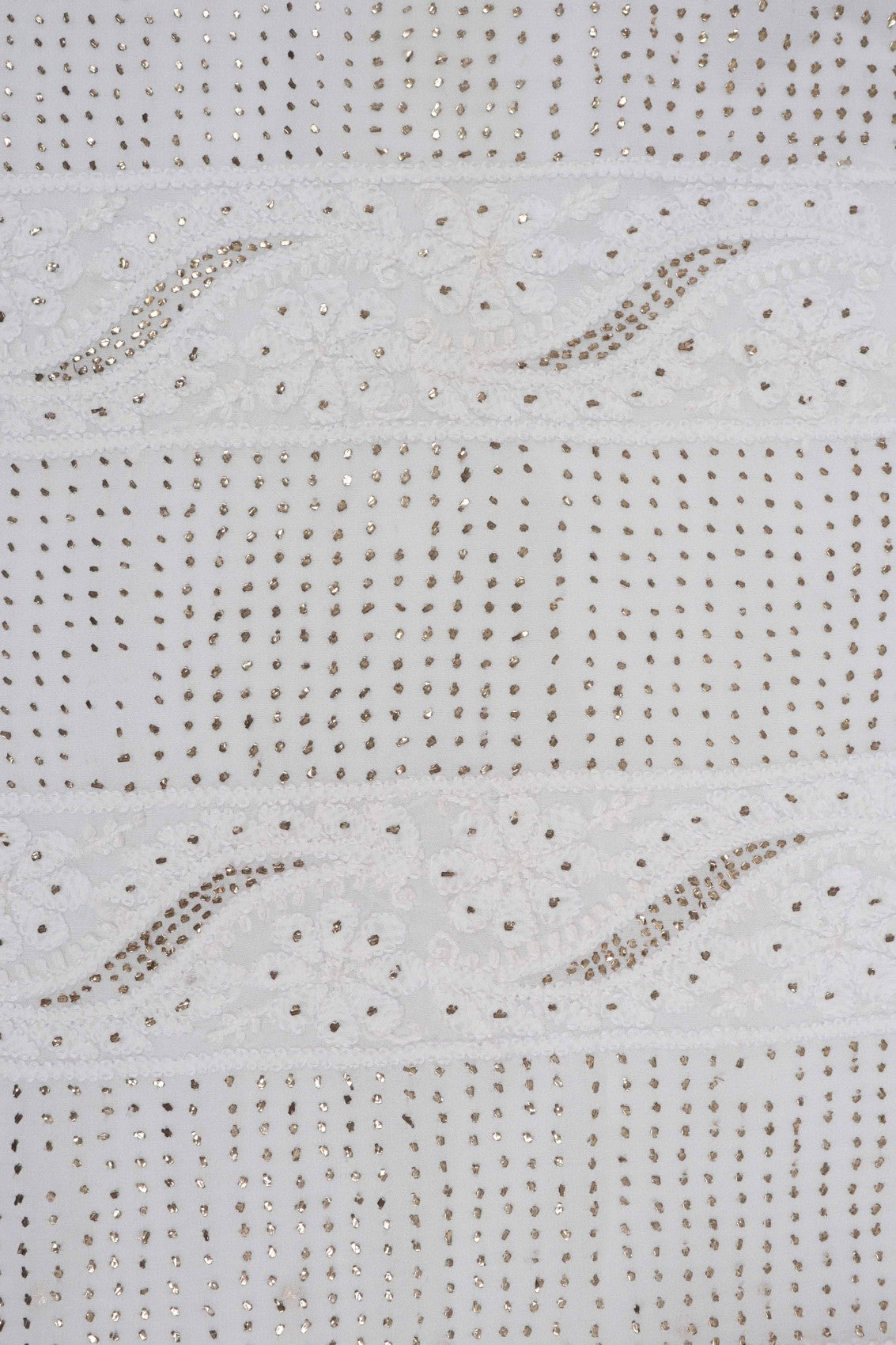 Ada Hand Embroidered Off White Viscose Georgette Lucknowi Chikankari Saree/Blouse With Muqaish Work A583626
