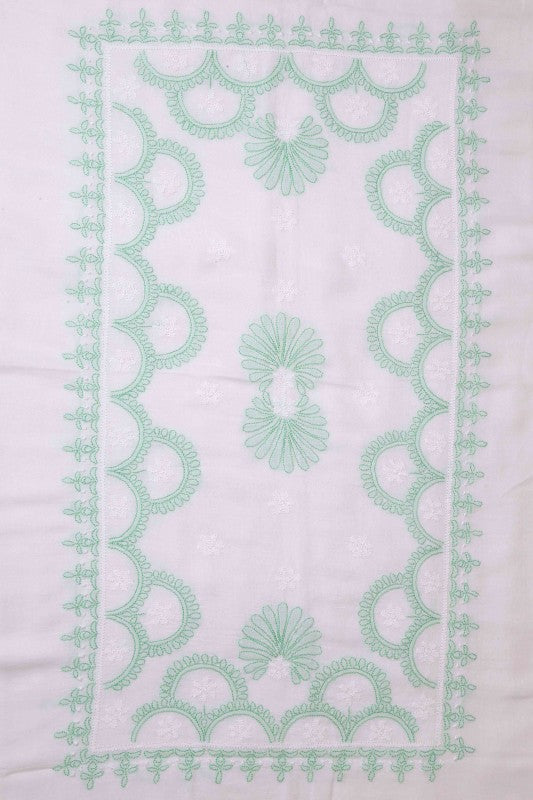 Ada Hand Embroidered White Cotton Lucknowi Chikankari Table Cover A475725