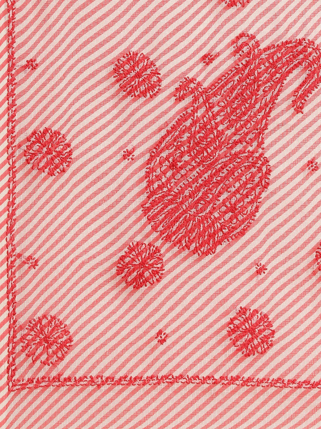 Ada Hand Embroidered Carrot Pink Kota Lucknow Chikan Saree With Blouse A311353