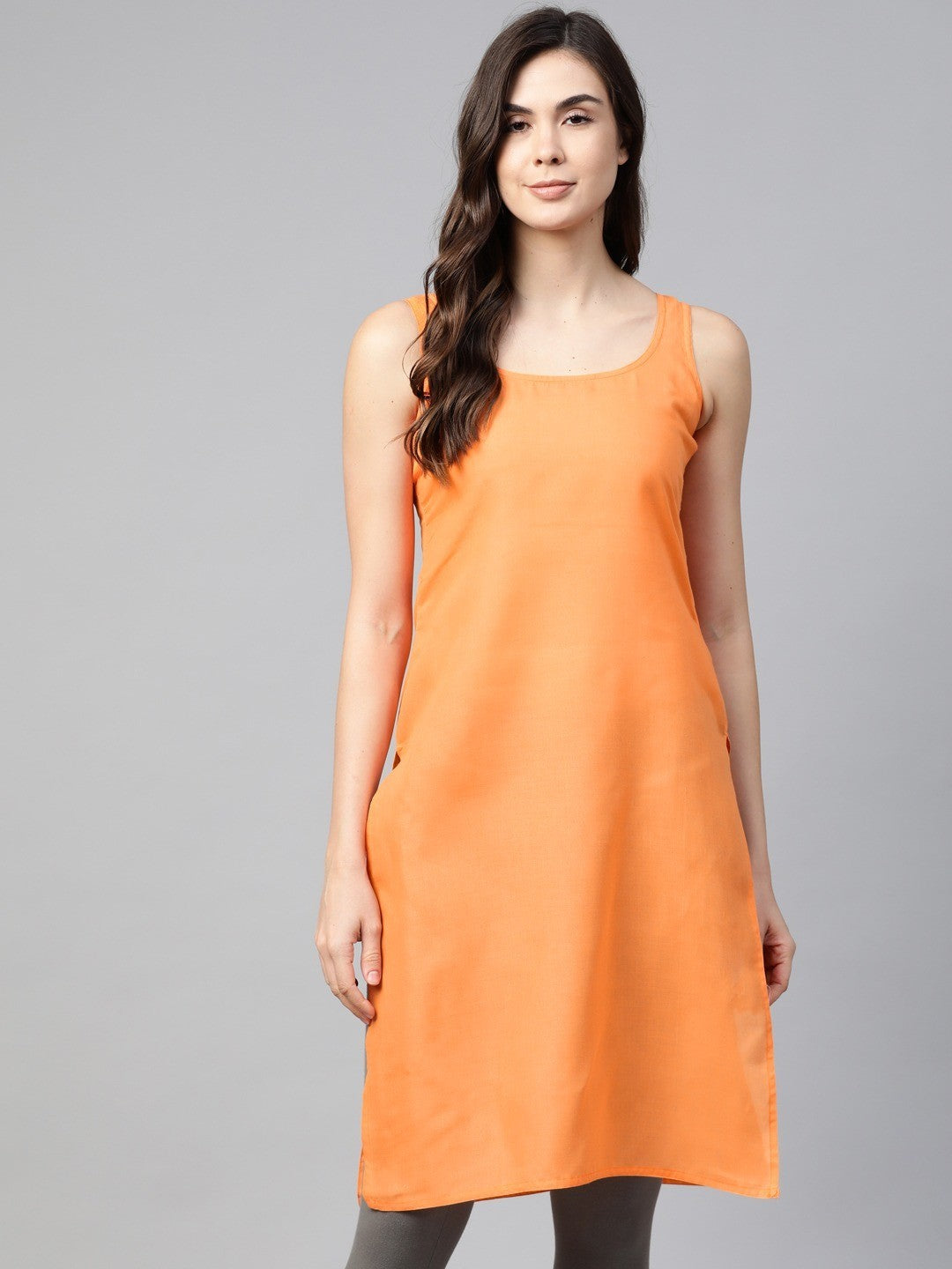 Ada White & Orange Cotton Long Slips Combo Of 2 A111140.